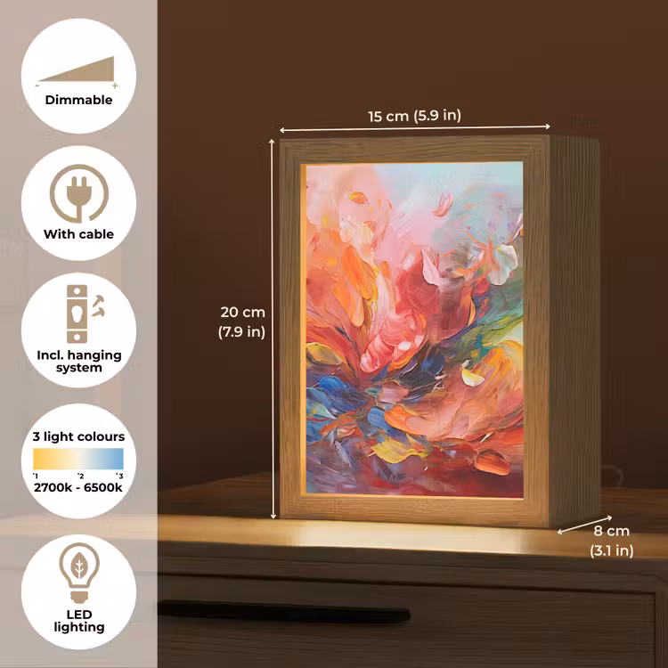 Olieverf - Kunst - Abstract - Kleurrijk Light Box met kabel (Tafellamp) klein -USP_EN