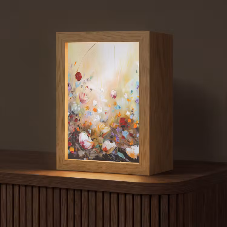 Olieverf - Bloemen - Kleurrijk - Natuur Light Box met kabel (Tafellamp) klein -z3d_website