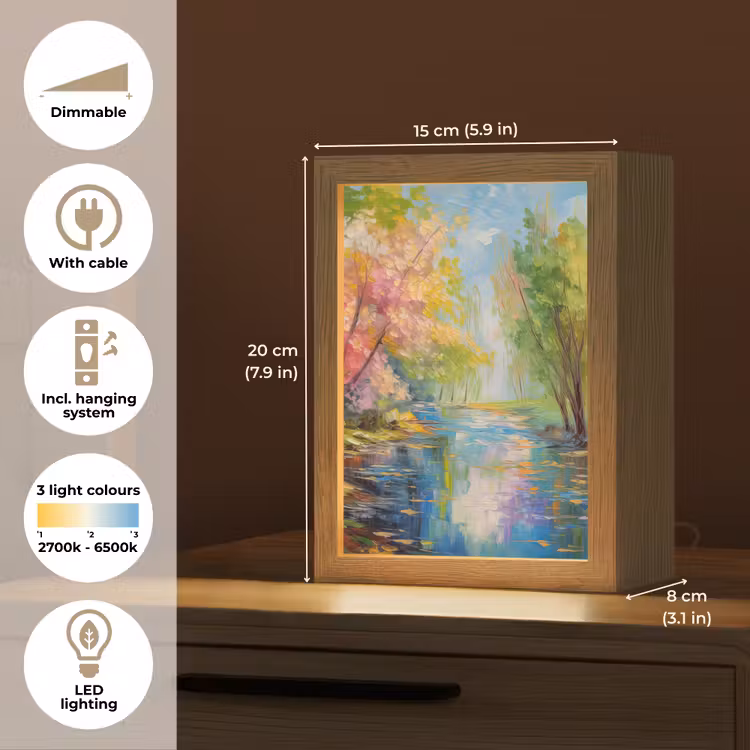 Olieverf - Landschap - Natuur - Kleurrijk Light Box met kabel (Tafellamp) klein -USP_EN