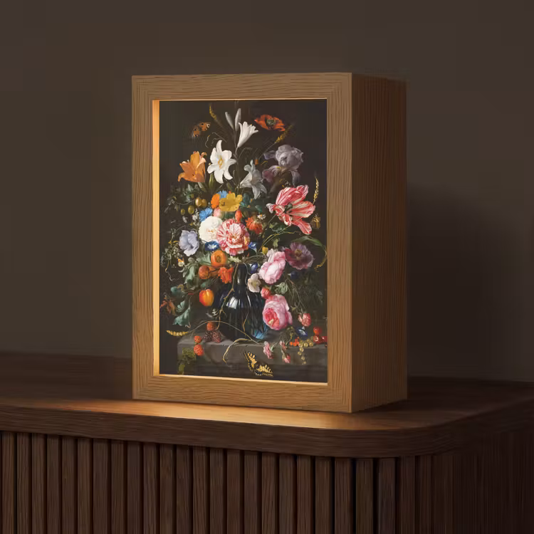 Oude meesters - Kunst - Vaas met bloemen - Jan Davidsz de Heem Light Box met kabel (Tafellamp) klein -z3d_website