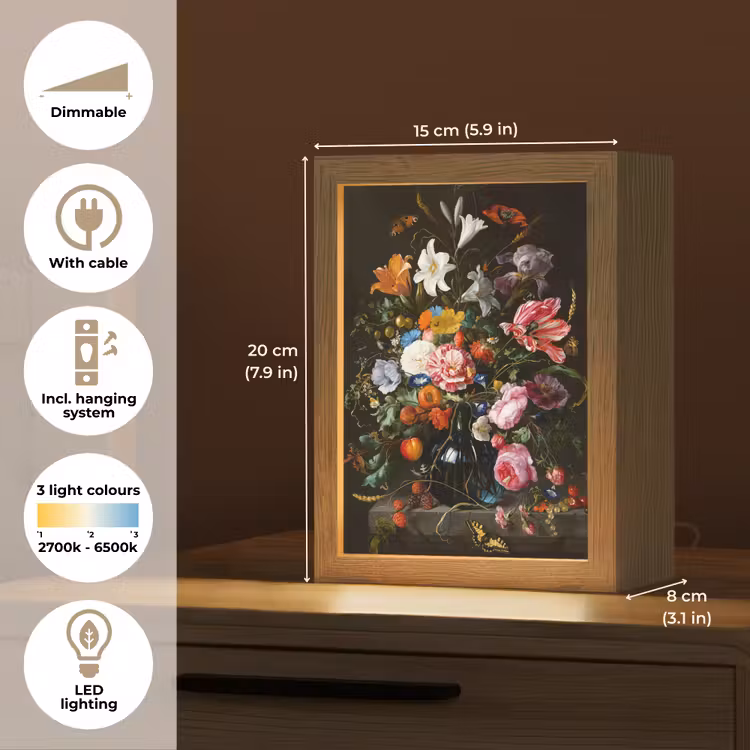 Oude meesters - Kunst - Vaas met bloemen - Jan Davidsz de Heem Light Box met kabel (Tafellamp) klein -USP_EN