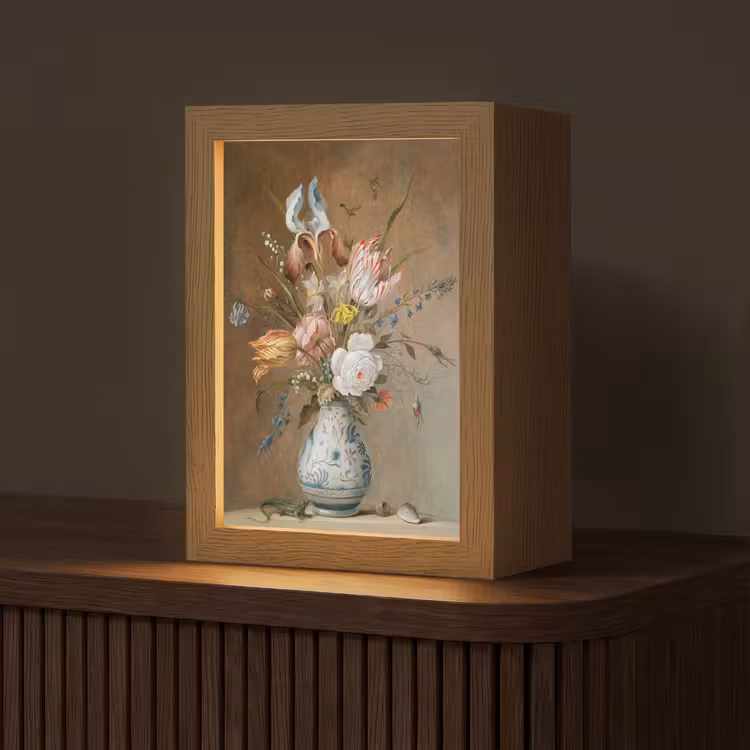 Oude meesters - Bloemen - Balthasar van der Ast Light Box met kabel (Tafellamp) klein -z3d_website
