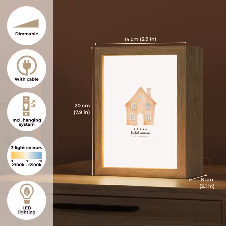 Oranje - Huisje - Quote - Hotel Light Box met kabel (Tafellamp) klein -USP_EN
