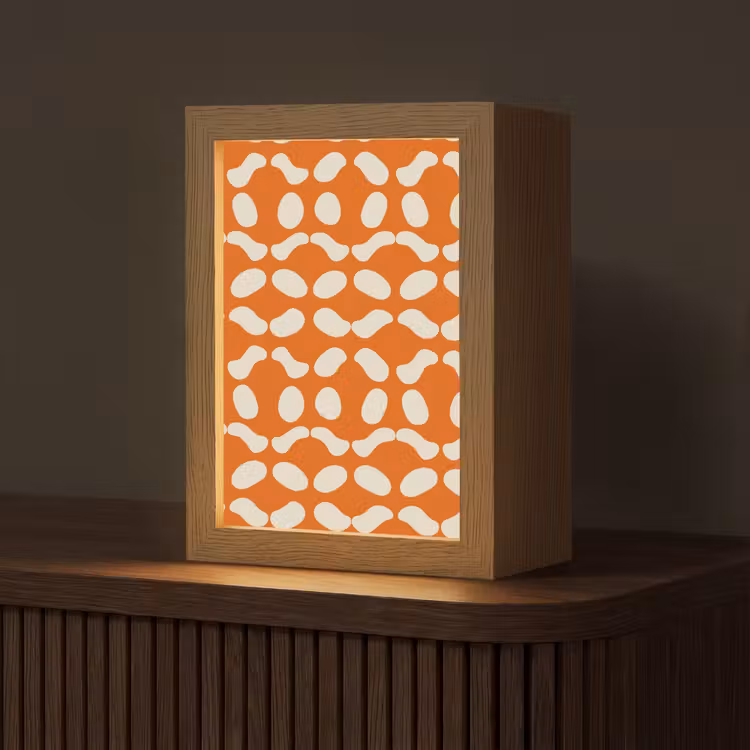 Oranje - Organische vormen - Wit Light Box met kabel (Tafellamp) klein 925 -z3d_website