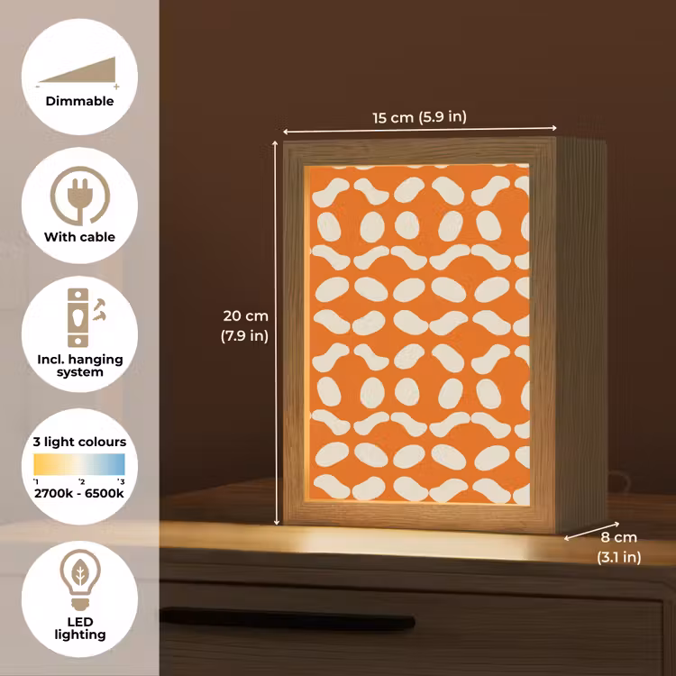 Oranje - Organische vormen - Wit Light Box met kabel (Tafellamp) klein 925 -USP_EN