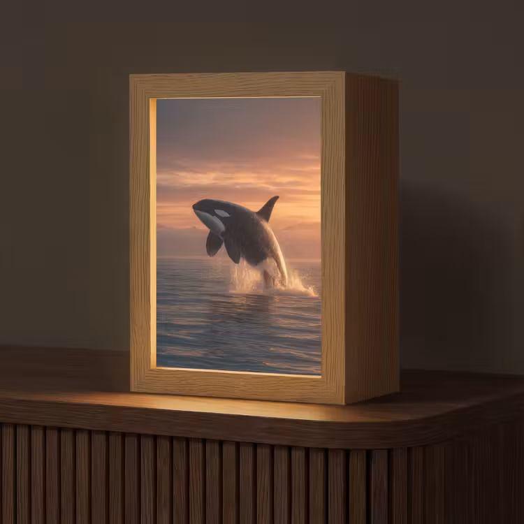 Orka - Zee - Zonsondergang Light Box met kabel (Tafellamp) klein -z3d_website