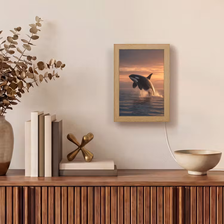 Orka - Zee - Zonsondergang Light Box met kabel (Tafellamp) klein -sfeer2
