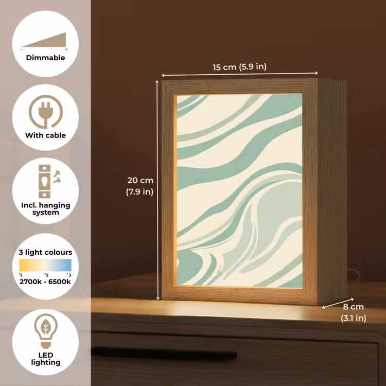 Organische lijnen - Mintgroen - Marmer Light Box met kabel (Tafellamp) klein -USP_EN