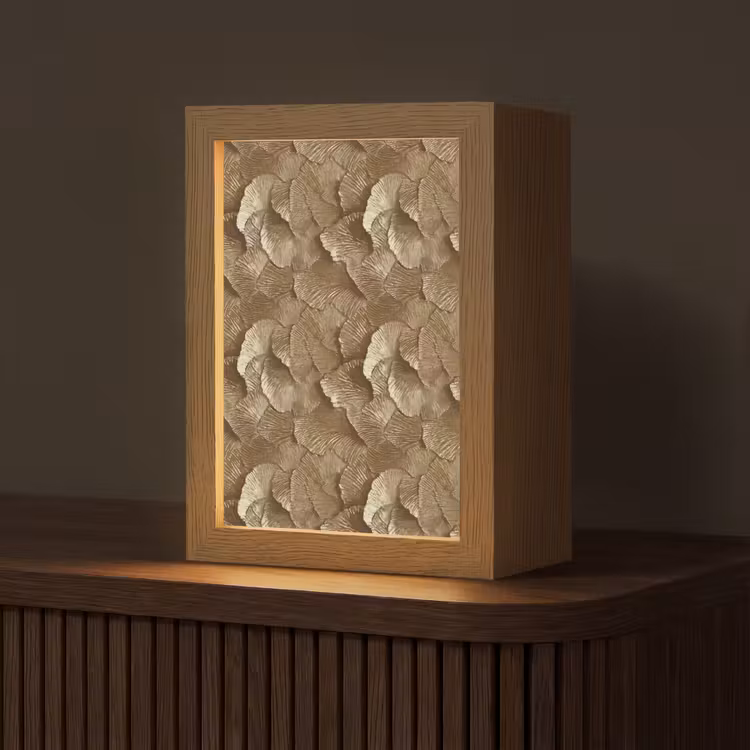 Organisch - Patroon - Bladeren - Goud Light Box met kabel (Tafellamp) klein 925 -z3d_website