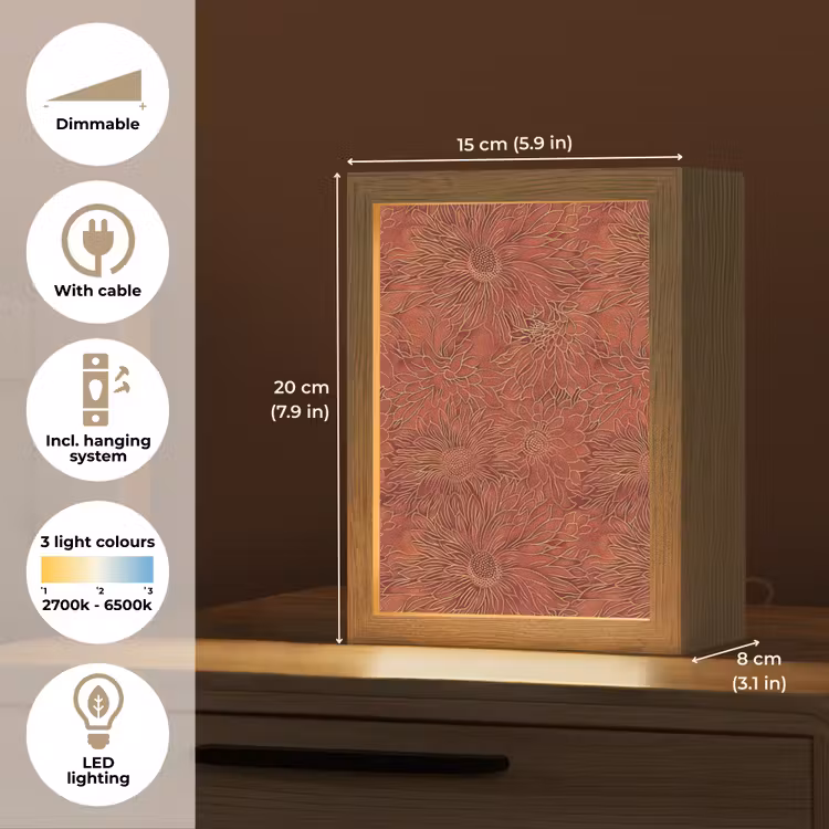Oosters - Bloemen - Terracotta Light Box met kabel (Tafellamp) klein 925 -USP_EN