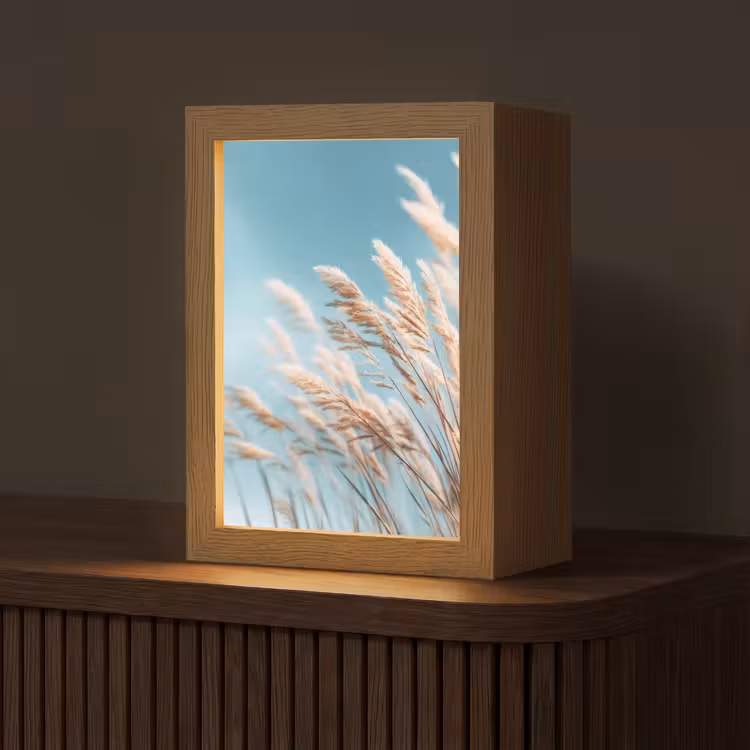 Siergras - Wind - Lichtbruin Light Box met kabel (Tafellamp) klein -z3d_website