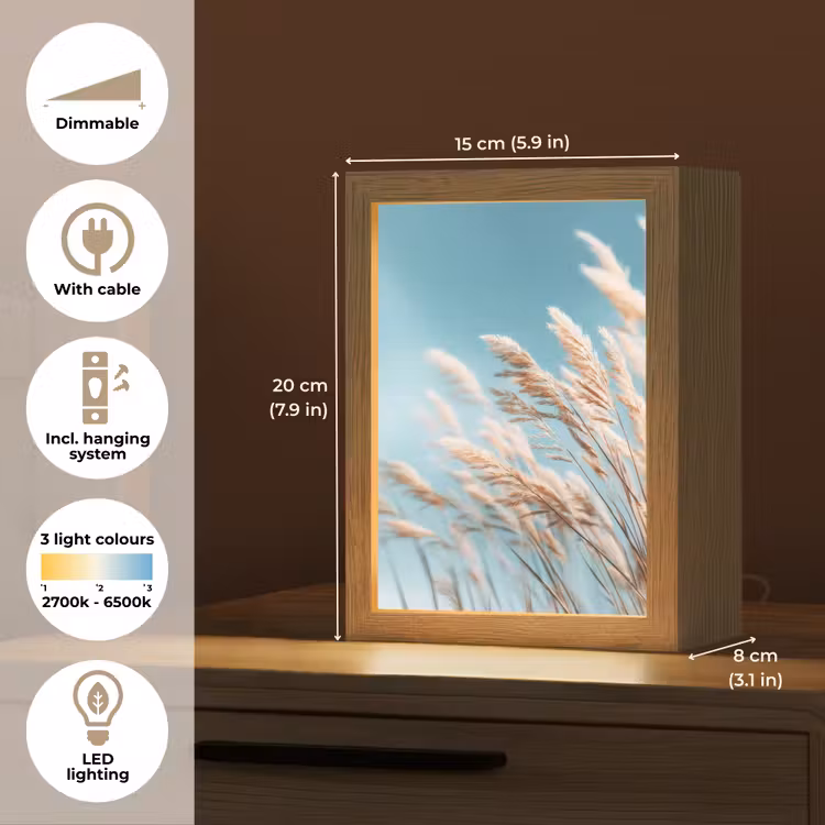 Siergras - Wind - Lichtbruin Light Box met kabel (Tafellamp) klein -USP_EN