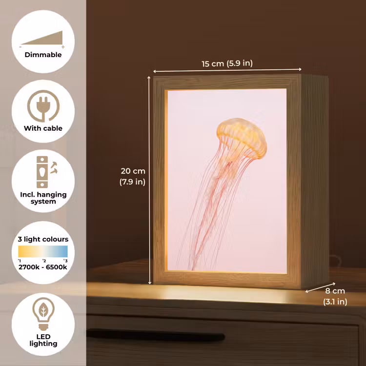 Sierlijk - Kwal - Roze Light Box met kabel (Tafellamp) klein -USP_EN