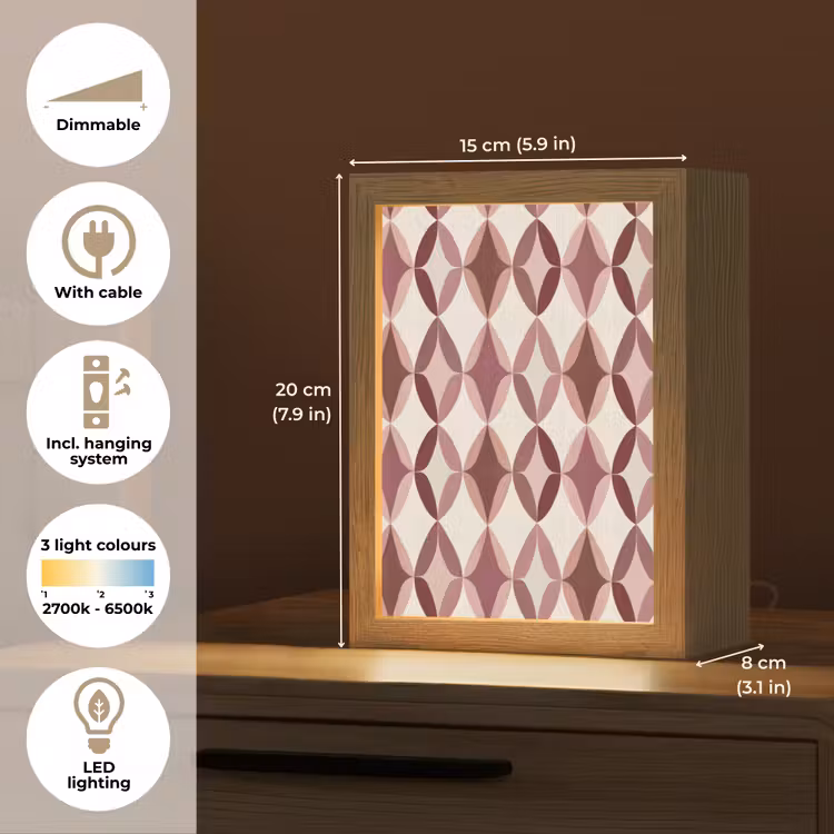 Ovaal - Textuur - Roze Light Box met kabel (Tafellamp) klein 925 -USP_EN