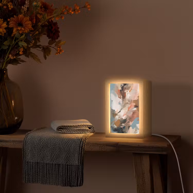 Verf - Kleuren - Abstract - Kunst Light Box met kabel (Tafellamp) klein -sfeer4