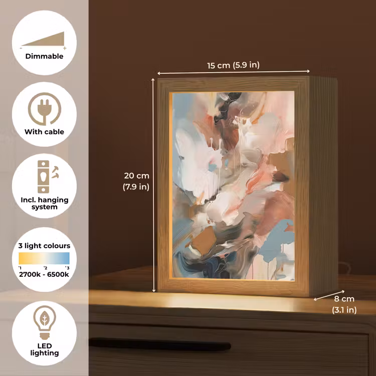 Verf - Kleuren - Abstract - Kunst Light Box met kabel (Tafellamp) klein -USP_EN