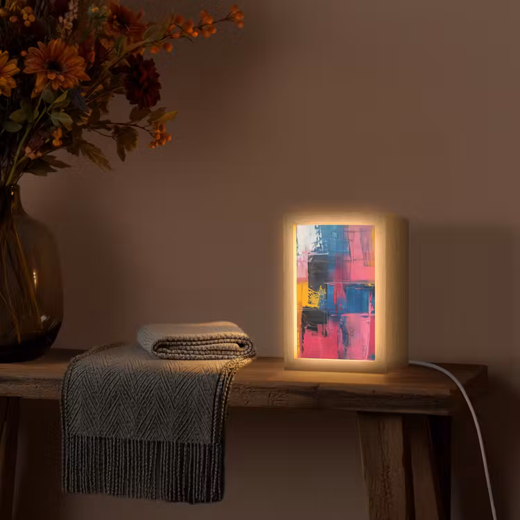 Verflook - Kunst - Modern - Abstract Light Box met kabel (Tafellamp) klein -sfeer4