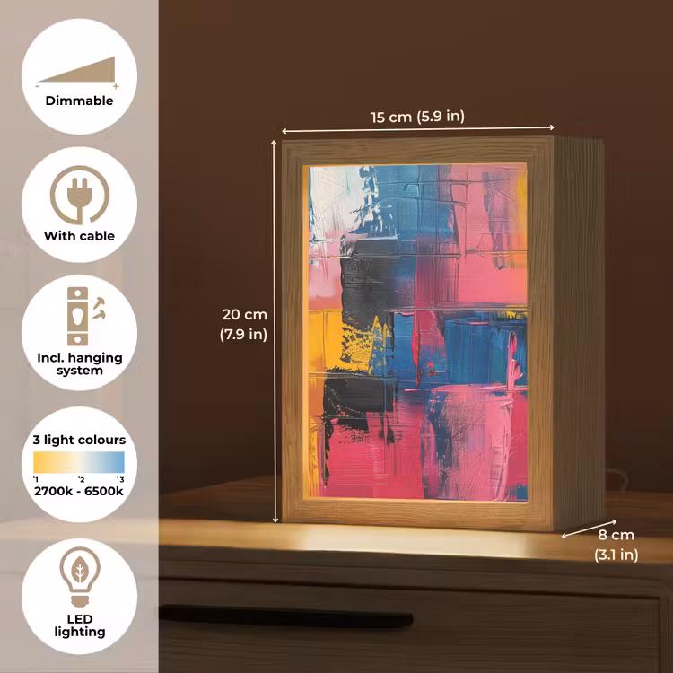 Verflook - Kunst - Modern - Abstract Light Box met kabel (Tafellamp) klein -USP_EN