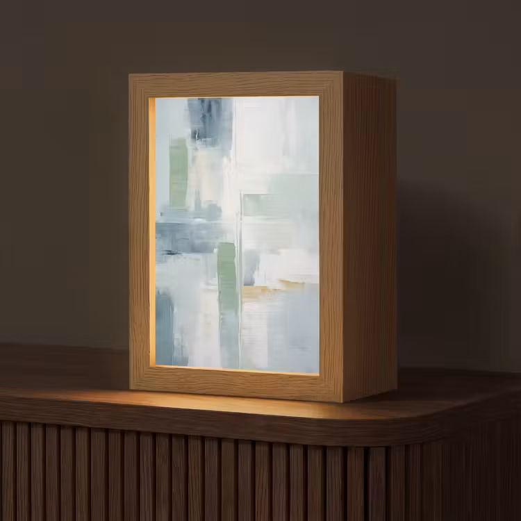 Verf - Moderne kunst - Abstract - Grijs Light Box met kabel (Tafellamp) klein -z3d_website