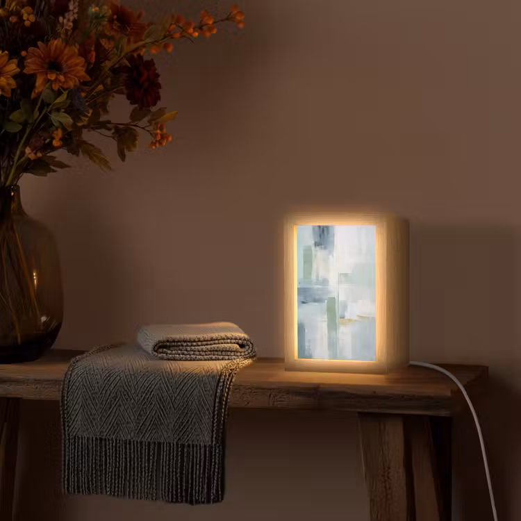 Verf - Moderne kunst - Abstract - Grijs Light Box met kabel (Tafellamp) klein -sfeer4