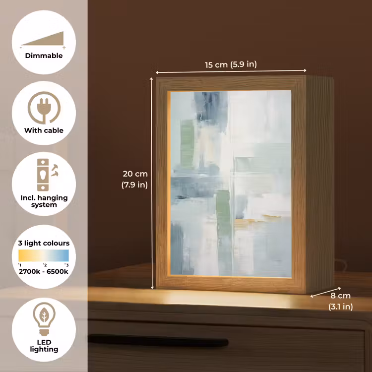 Verf - Moderne kunst - Abstract - Grijs Light Box met kabel (Tafellamp) klein -USP_EN