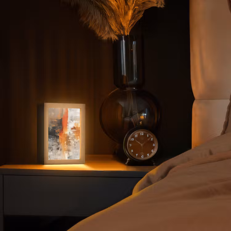 Verf - Patroon - Modern - Kunst Light Box met kabel (Tafellamp) klein -sfeer1