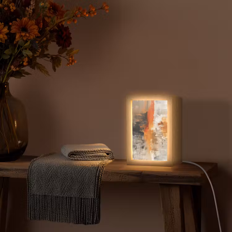 Verf - Patroon - Modern - Kunst Light Box met kabel (Tafellamp) klein -sfeer4