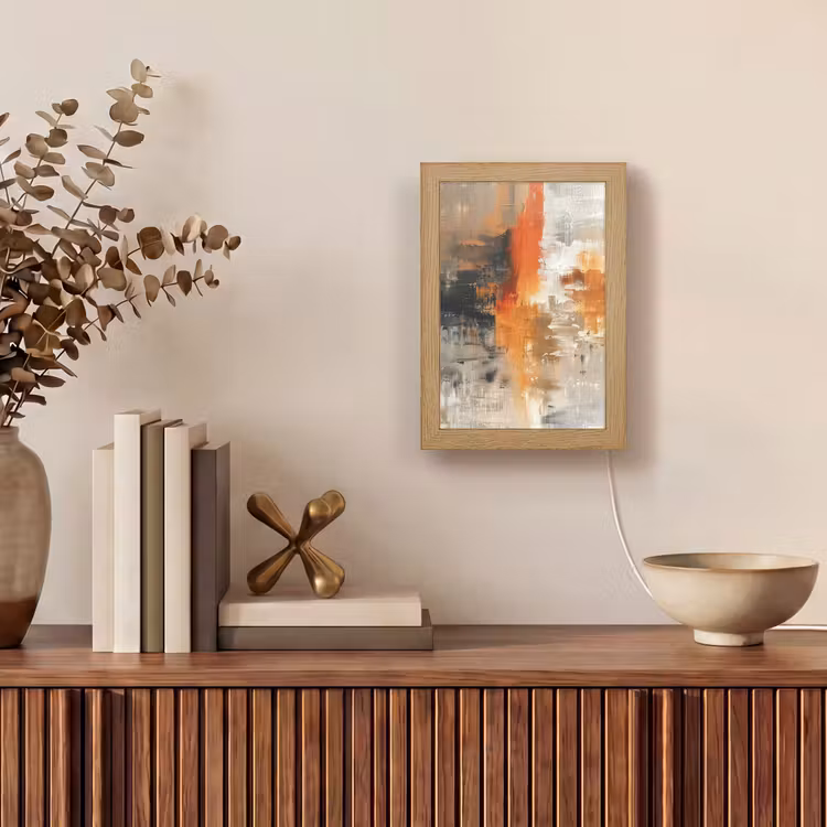 Verf - Patroon - Modern - Kunst Light Box met kabel (Tafellamp) klein -sfeer2
