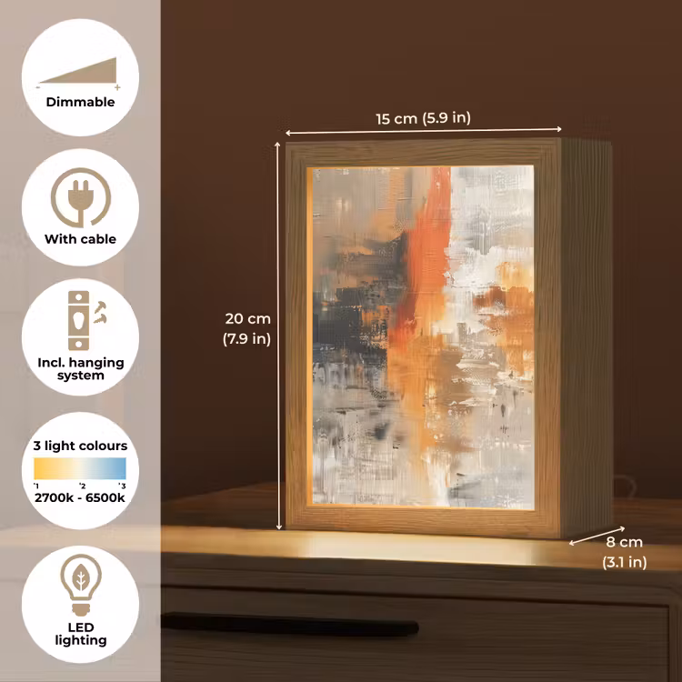 Verf - Patroon - Modern - Kunst Light Box met kabel (Tafellamp) klein -USP_EN