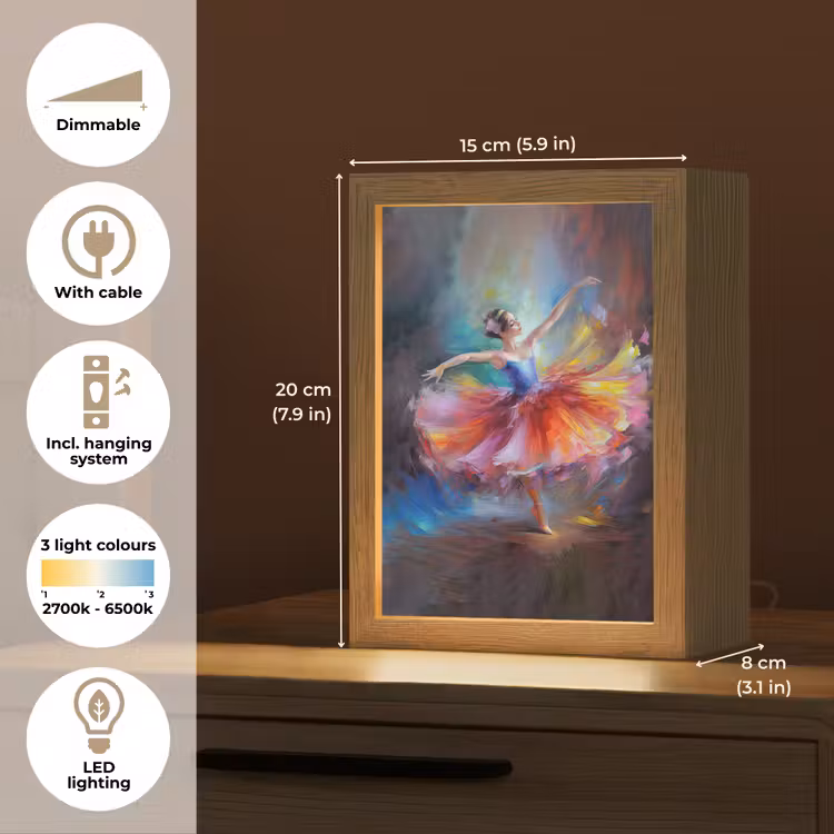 Schilderij - Olieverf - Dans - Ballerina Light Box met kabel (Tafellamp) klein -USP_EN