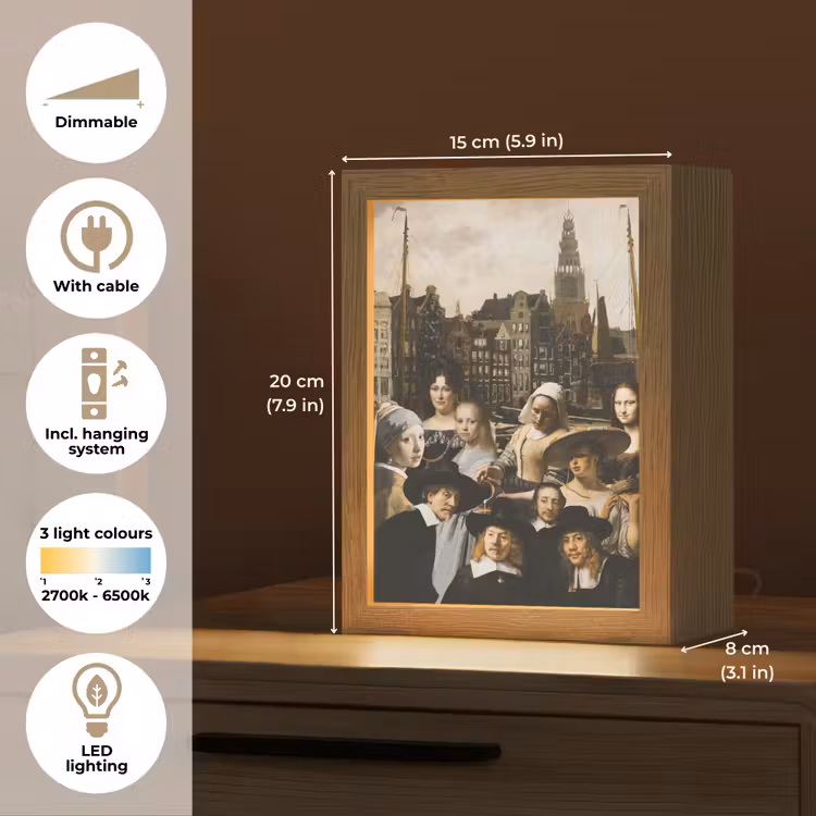Schilderij - Oude Meesters - Collage Light Box met kabel (Tafellamp) klein -USP_EN