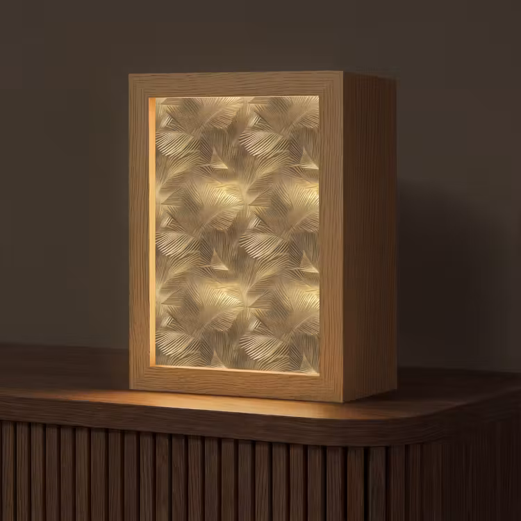 Palm - Waaier - Goud Light Box met kabel (Tafellamp) klein 925 -z3d_website