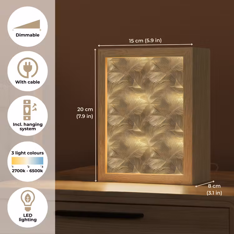 Palm - Waaier - Goud Light Box met kabel (Tafellamp) klein 925 -USP_EN