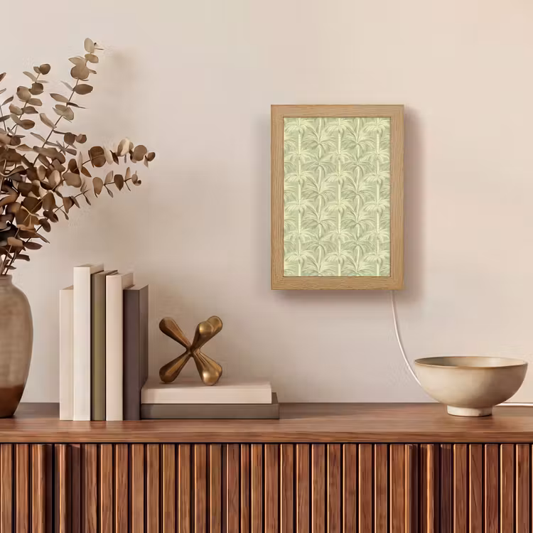 Palmwoud - Tropisch - Groen Light Box met kabel (Tafellamp) klein 925 -sfeer2