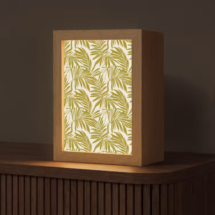 Palmblad - Patroon - Groen Light Box met kabel (Tafellamp) klein 925 -z3d_website