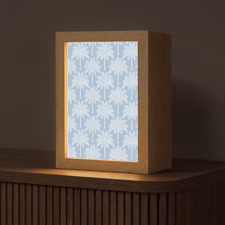 Palmboom - Modern - Blauw Light Box met kabel (Tafellamp) klein 925 -z3d_website