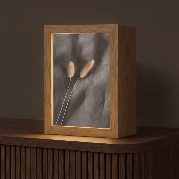 Pampasgras - Pluim - Zwart - Beige Light Box met kabel (Tafellamp) klein -z3d_website