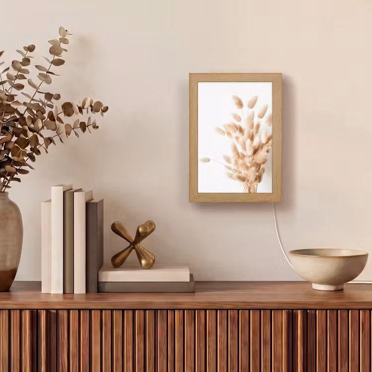 Pampasgras - Pluim - Wit - Beige Light Box met kabel (Tafellamp) klein -sfeer2