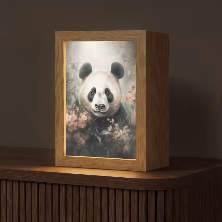 Panda - Dieren - Bloemen - Planten Light Box met kabel (Tafellamp) klein -z3d_website