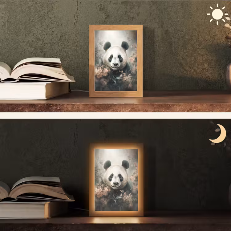 Panda - Dieren - Bloemen - Planten Light Box met kabel (Tafellamp) klein -sfeer3