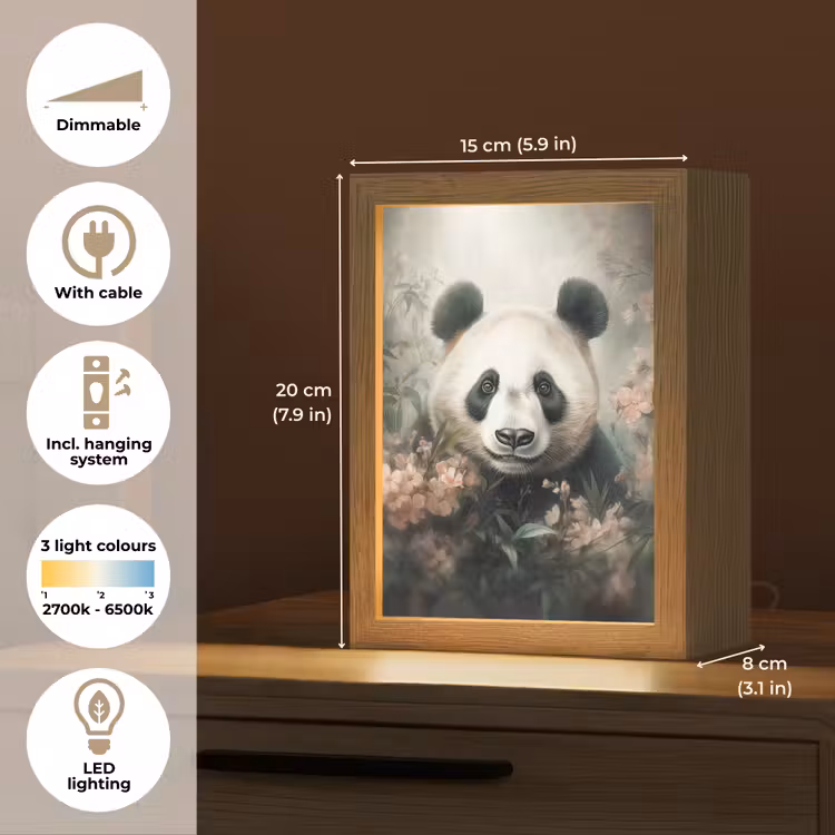 Panda - Dieren - Bloemen - Planten Light Box met kabel (Tafellamp) klein -USP_EN