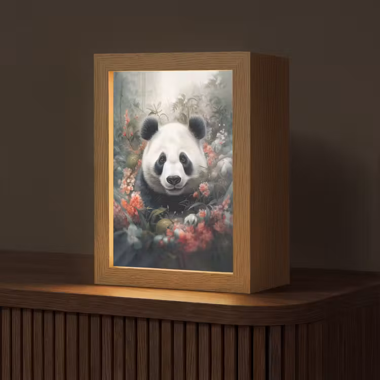 Panda - Wilde dieren - Bloemen - Natuur Light Box met kabel (Tafellamp) klein -z3d_website