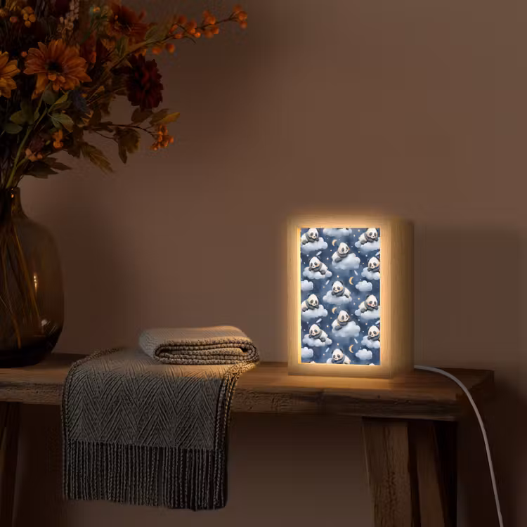 Panda's - Slapen - Blauw Light Box met kabel (Tafellamp) klein 925 -sfeer4