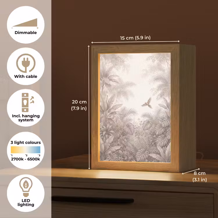 Papagaai - Jungle - Tropisch Light Box met kabel (Tafellamp) klein -USP_EN