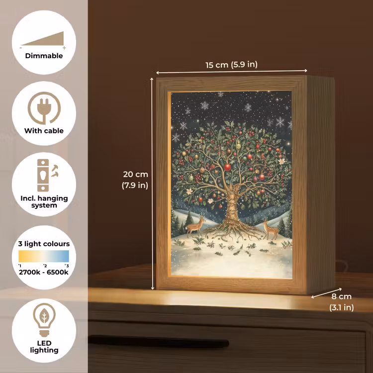 Feestboom - Winterhemel - Kleurrijk Light Box met kabel (Tafellamp) klein -USP_EN