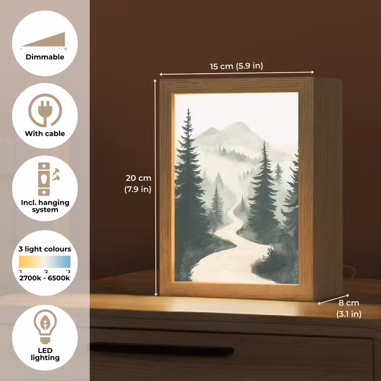 Pad - Bomen - Bos - Illustratie Light Box met kabel (Tafellamp) klein -USP_EN