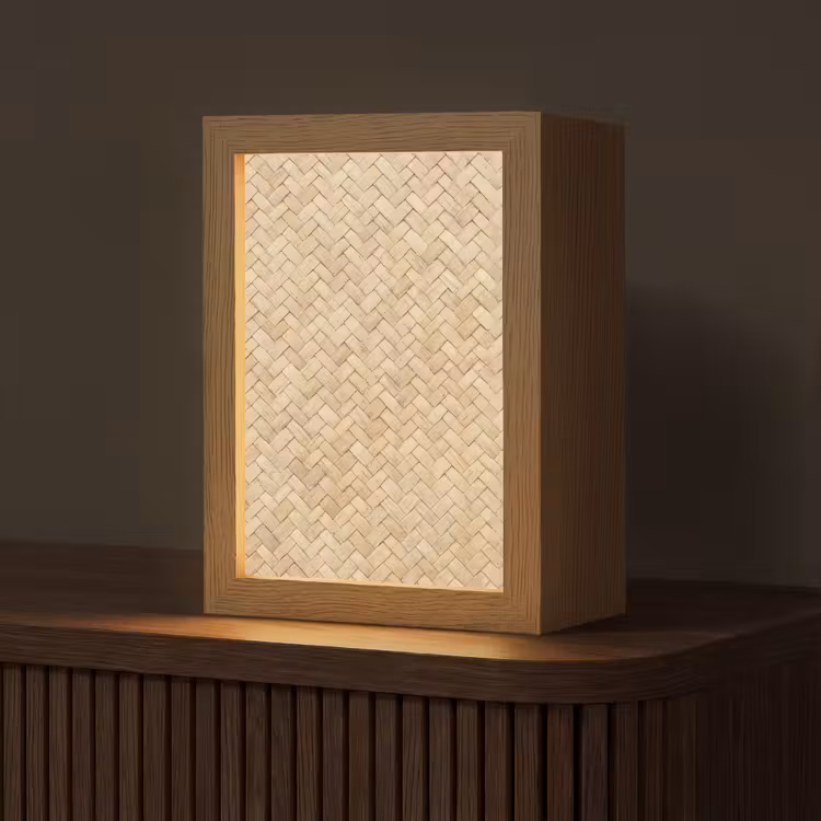 Patroon - Beige - Rotan print Light Box met kabel (Tafellamp) klein -z3d_website