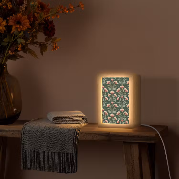 Patroon - Botanisch - Kleurrijk Light Box met kabel (Tafellamp) klein 925 -sfeer4