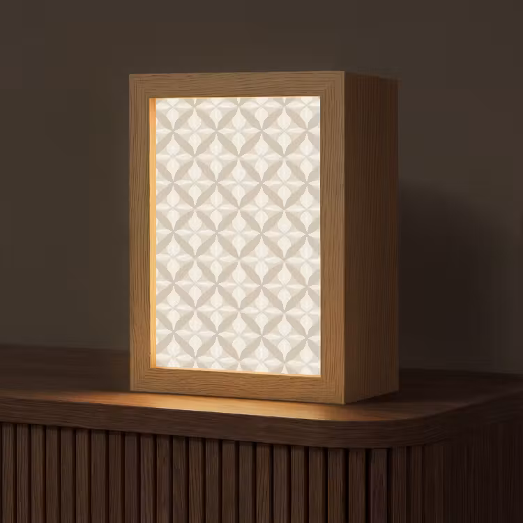 Patroon - Klassiek - Beige Light Box met kabel (Tafellamp) klein 925 -z3d_website