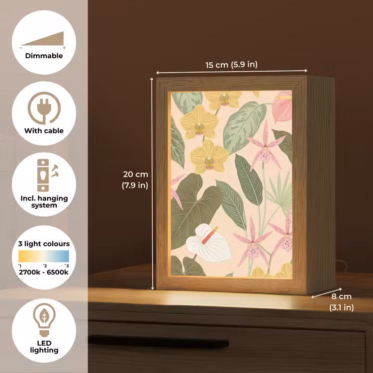 Patroon - Bloemen - Kleurrijk Light Box met kabel (Tafellamp) klein -USP_EN